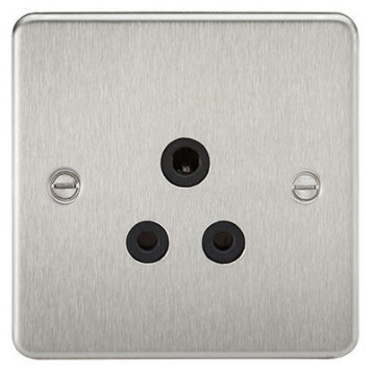 Picture of Flat Plate 5A Unswitched Socket - Brushed Chrome with Black Insert