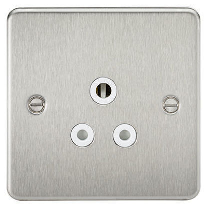 Picture of Flat Plate 5A Unswitched Socket - Brushed Chrome with White Insert