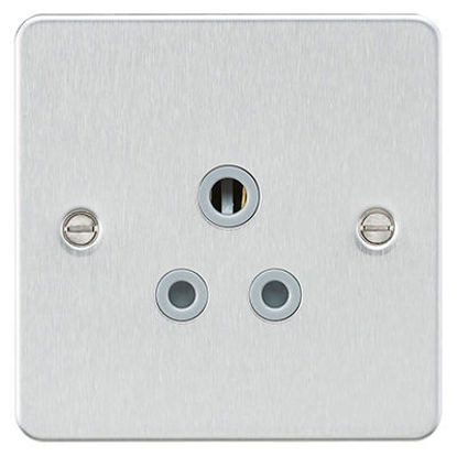 Picture of Flat Plate 5A Unswitched Socket - Brushed Chrome with Grey Insert