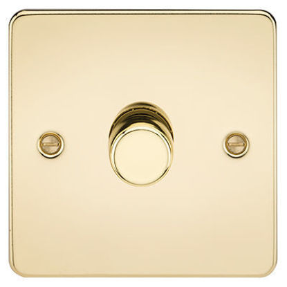 Picture of Flat Plate 1G 2 Way 10-200W (5-150W LED) Trailing Edge Dimmer - Polished Brass