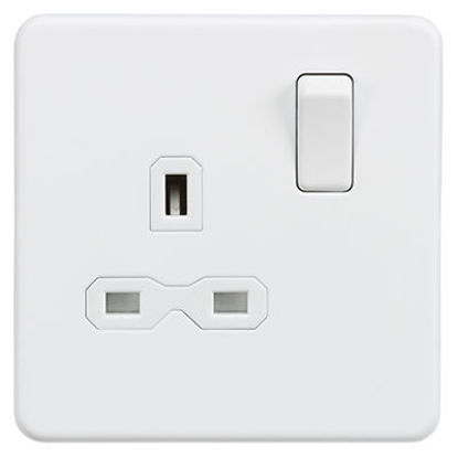 Picture of Screwless 13A 1G DP Switched Socket - Matt White with White Insert