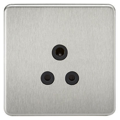 Picture of Screwless 5A Unswitched Socket - Brushed Chrome with Black Insert