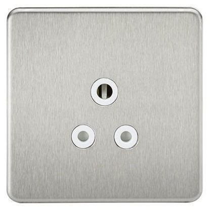 Picture of Screwless 5A Unswitched Socket - Brushed Chrome with White Insert
