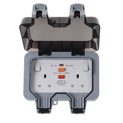 Picture of 13 Amp RCD 2 Gang Single Pole Switched (Latching) Socket Outlet