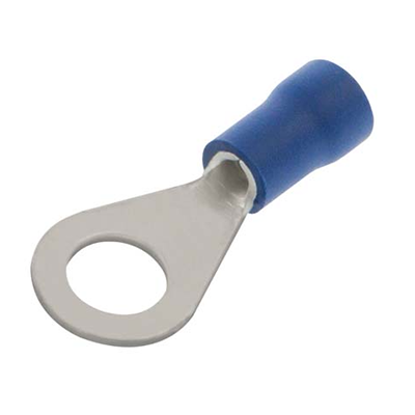 Picture of 4.0mm Pre-Insulated Ring Crimp Terminal -- Blue - PK100