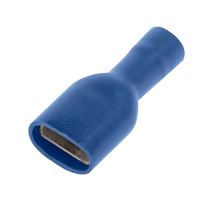 Picture of 4.8mm X 0.8mm Female Push-on Fully Insulated Crimp Terminal -- Blue - PK100