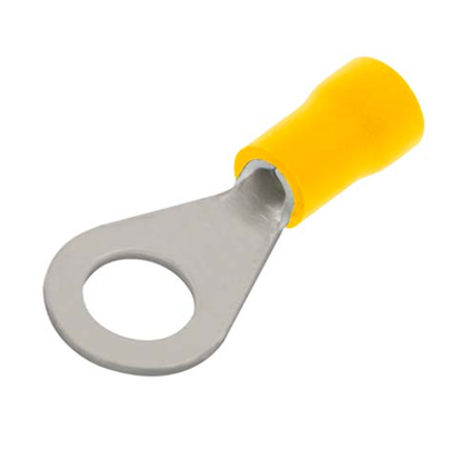 Picture of 4.0mm Pre-Insulated Ring Crimp Terminal -- Yellow - PK100