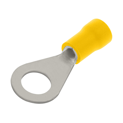 Picture of 6.0mm Pre-Insulated Ring Crimp Terminal -- Yellow - PK100