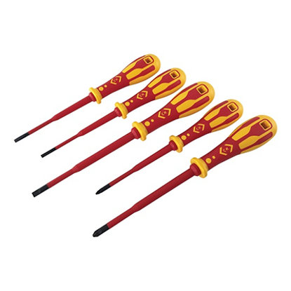 Picture of VDE Slim Screwdriver Set of 5 Slotted/PZ