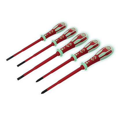 Picture of VDE Slim Glo Screwdriver Set of 5 Slotted/PZ
