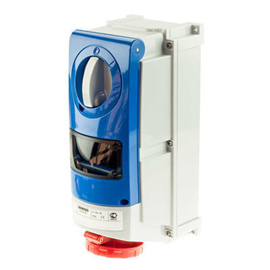 Picture of Gewiss 16A 3P+N+E 415V Interlocked Switched Socket with RCD Compartment IP66
