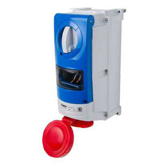 Picture of Gewiss 32A 3P+N+E 415V Interlocked Switched Socket with RCD Compartment IP66