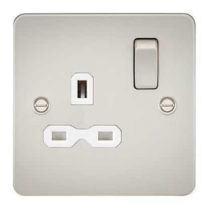 Picture of Flat Plate 13A 1G DP Switched Socket - Pearl with White Insert