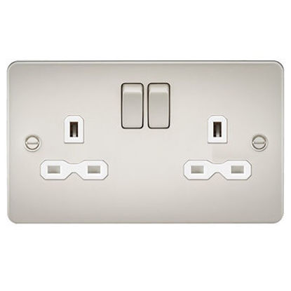 Picture of Flat Plate 13A 2G DP Switched Socket - Pearl with White Insert