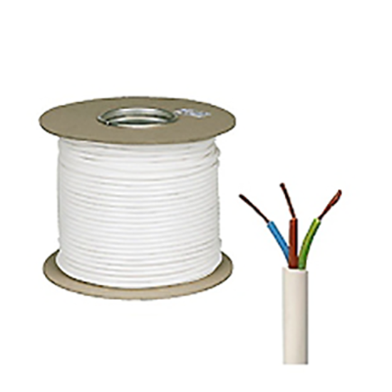 Picture of 0.75mm White Three Core Heat Resistant PVC Flexible Cable - 50MTR