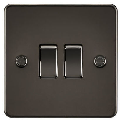 Picture of Flat Plate 10AX 2G 2-Way Switch - Gunmetal