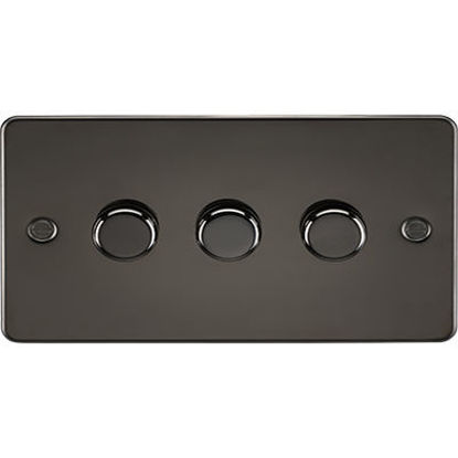 Picture of Flat Plate 3G 2 Way 10-200W (5-150W LED) Trailing Edge Dimmer - Gunmetal