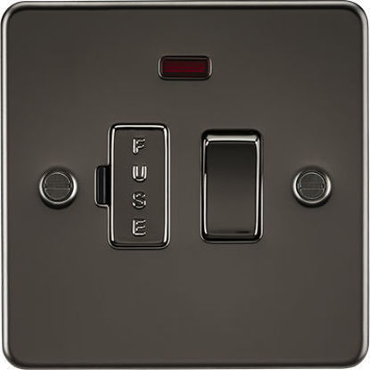 Picture of Flat Plate 13A Switched Fused Spur Unit with Neon - Gunmetal
