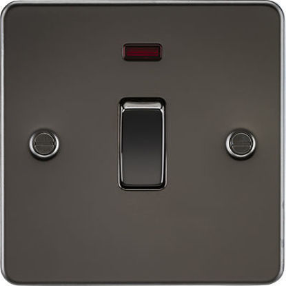 Picture of Flat Plate 20A 1G DP Switch with Neon - Gunmetal