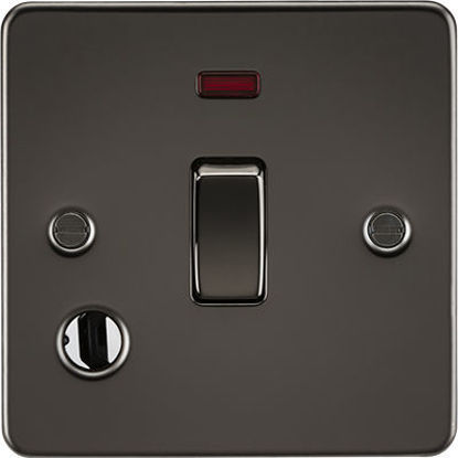 Picture of Flat Plate 20A 1G DP Switch with Neon and Flex Outlet - Gunmetal