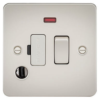 Picture of Flat Plate 13A Switched Fused Spur Unit with Neon and Flex Outlet - Pearl