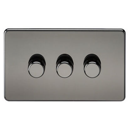 Picture of Screwless 3G 2-Way 10-200W (5-150W LED) Trailing Edge Dimmer - Black Nickel