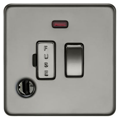 Picture of 13A Switched Fused Spur with Neon and Flex Outlet - Black Nickel