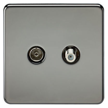 Picture of Screwless TV & SAT TV Outlet (Isolated) - Black Nickel