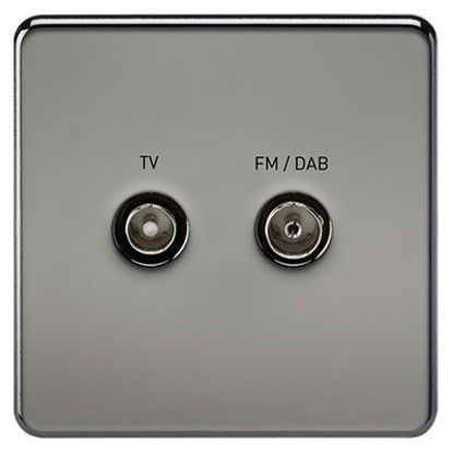 Picture of Screwless Screened Diplex Outlet (TV and FM DAB) - Black Nickel