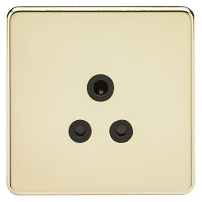 Picture of Screwless 5A Unswitched Socket - Polished Brass with Black Insert