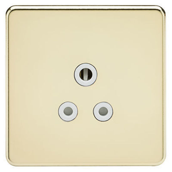 Picture of Screwless 5A Unswitched Socket - Polished Brass with White Insert