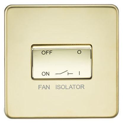 Picture of Screwless 10AX 3 Pole Fan Isolator Switch - Polished Brass
