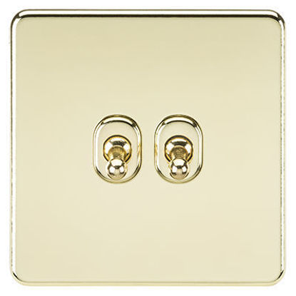 Picture of Screwless 10AX 2G 2-Way Toggle Switch - Polished Brass
