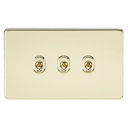 Picture of Screwless 10AX 3G 2-Way Toggle Switch - Polished Brass