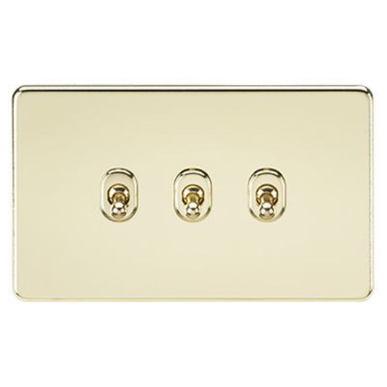 Picture of Screwless 10AX 3G 2-Way Toggle Switch - Polished Brass