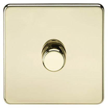 Picture of Screwless 1G 2-Way 10-200W (5-150W LED) Trailing Edge Dimmer - Polished Brass