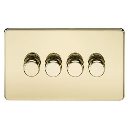 Picture of Screwless 4G 2-Way 10-200W (5-150W LED) Trailing Edge Dimmer - Polished Brass