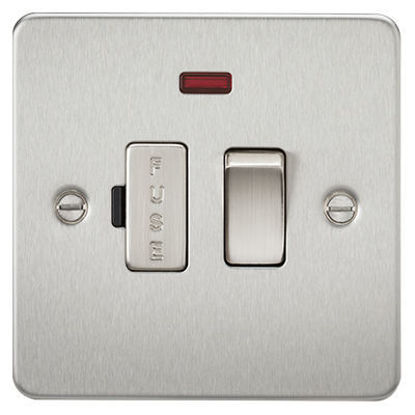 Picture of Flat Plate 13A Switched Fused Spur Unit with Neon - Brushed Chrome