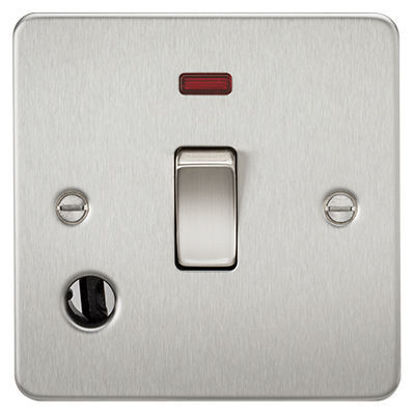 Picture of Flat Plate 20A 1G DP switch with neon and flex outlet - brushed chrome