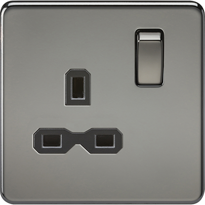 Picture of Screwless 13A 1G DP Switched Socket - Black Nickel with Black Insert