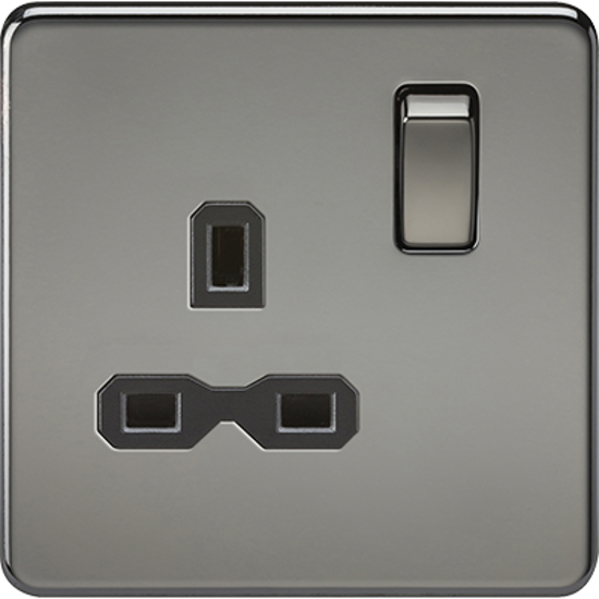 Picture of Screwless 13A 1G DP Switched Socket - Black Nickel with Black Insert