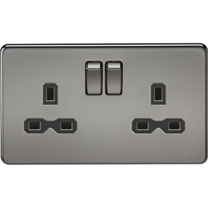 Picture of Screwless 13A 2G DP Switched Socket - Black Nickel with Black Insert