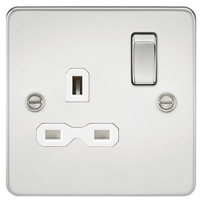 Picture of Flat Plate 13A 1G DP Switched Socket - Polished Chrome with White Insert
