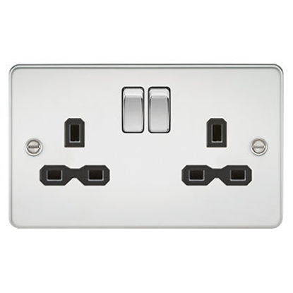 Picture of Flat Plate 13A 2G DP Switched Socket - Polished Chrome with Black Insert