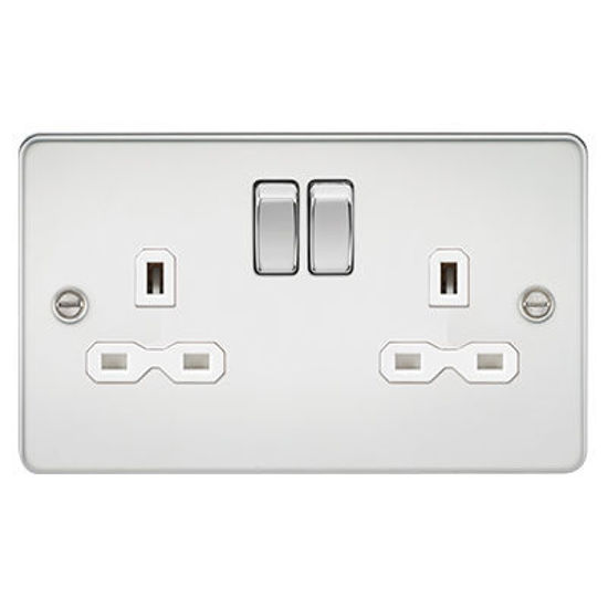 Picture of Flat Plate 13A 2G DP Switched Socket - Polished Chrome with White Insert