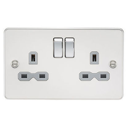 Picture of Flat Plate 13A 2G DP Switched Socket - Polished Chrome with Grey Insert