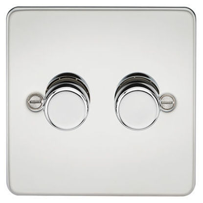 Picture of Flat Plate 2G 2 Way 10-200W (5-150W LED) Trailing Edge Dimmer - Polished Chrome