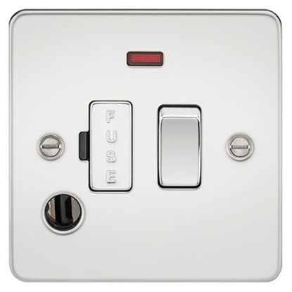 Picture of Flat Plate 13A Switched Fused Spur Unit with Neon and Flex Outlet - Polished Chrome
