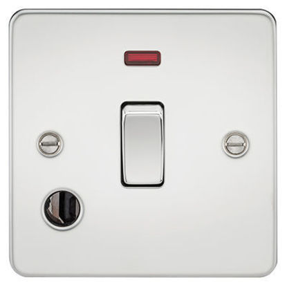 Picture of Flat Plate 20A 1G DP switch with neon and flex outlet - polished chrome