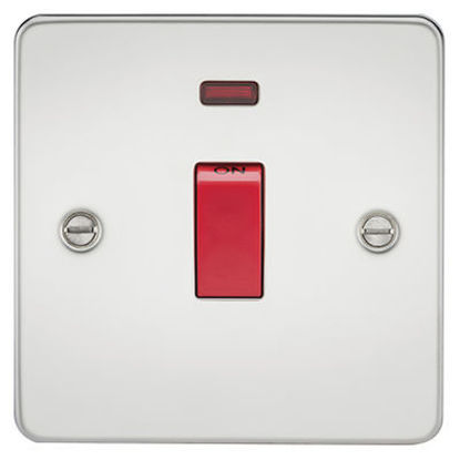 Picture of Flat Plate 45A 1G DP Switch with Neon - Polished Chrome